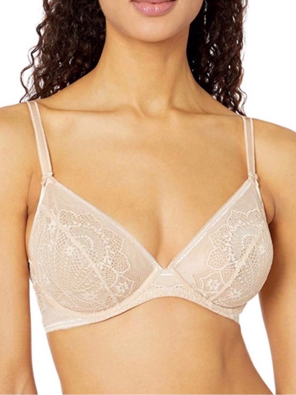 NWOT Wacoal Take The Plunge Lace Underwire Bra Sand 38B 851273